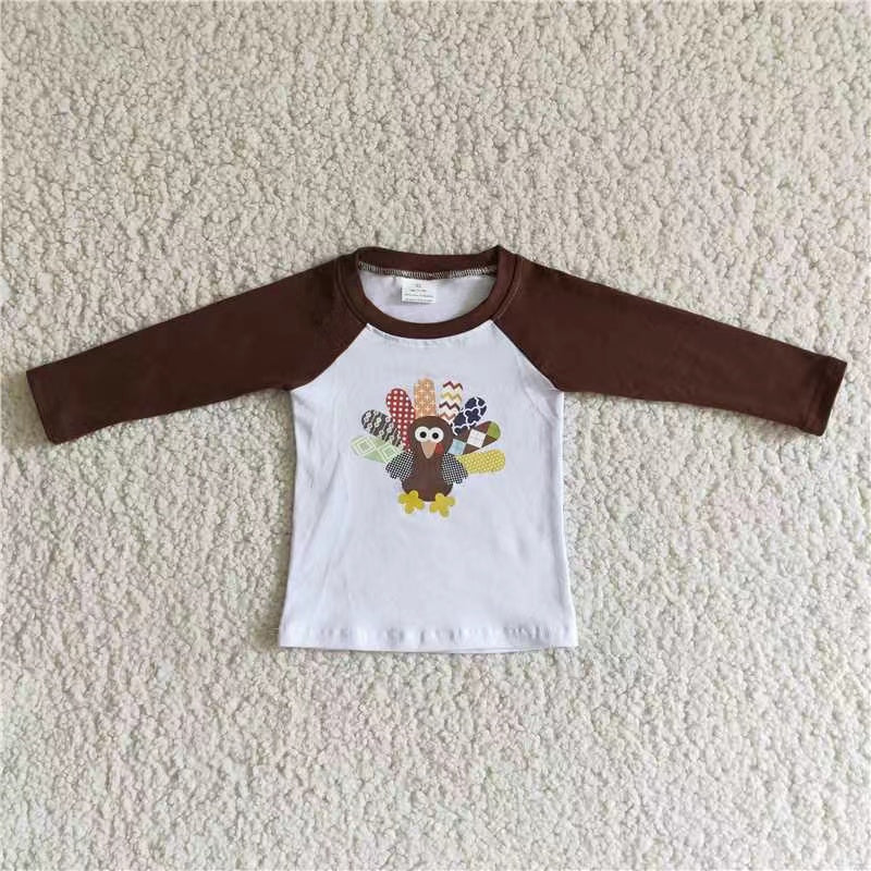 Sibling Baby Girls Bows Brown Turkey Thanksgiving Knee Length Dresses Tee Shirts Top