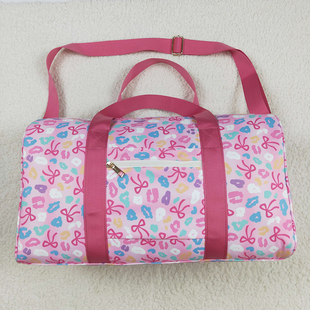 BA0320 Colorful Leopard Bows Ruffle Gym Duffles Bags