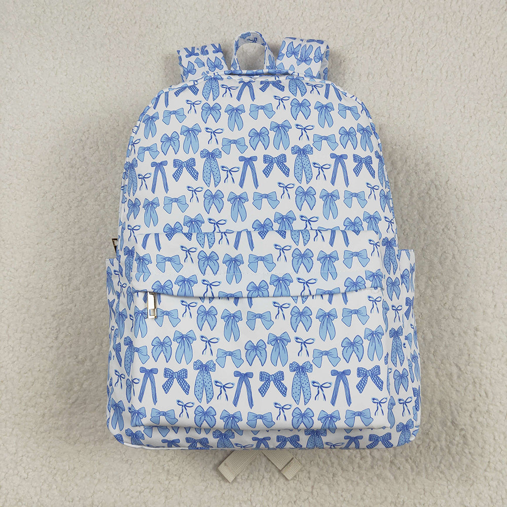 Two Colors Sibling Baby Girls Pink Blue Bows Backpacks Bags