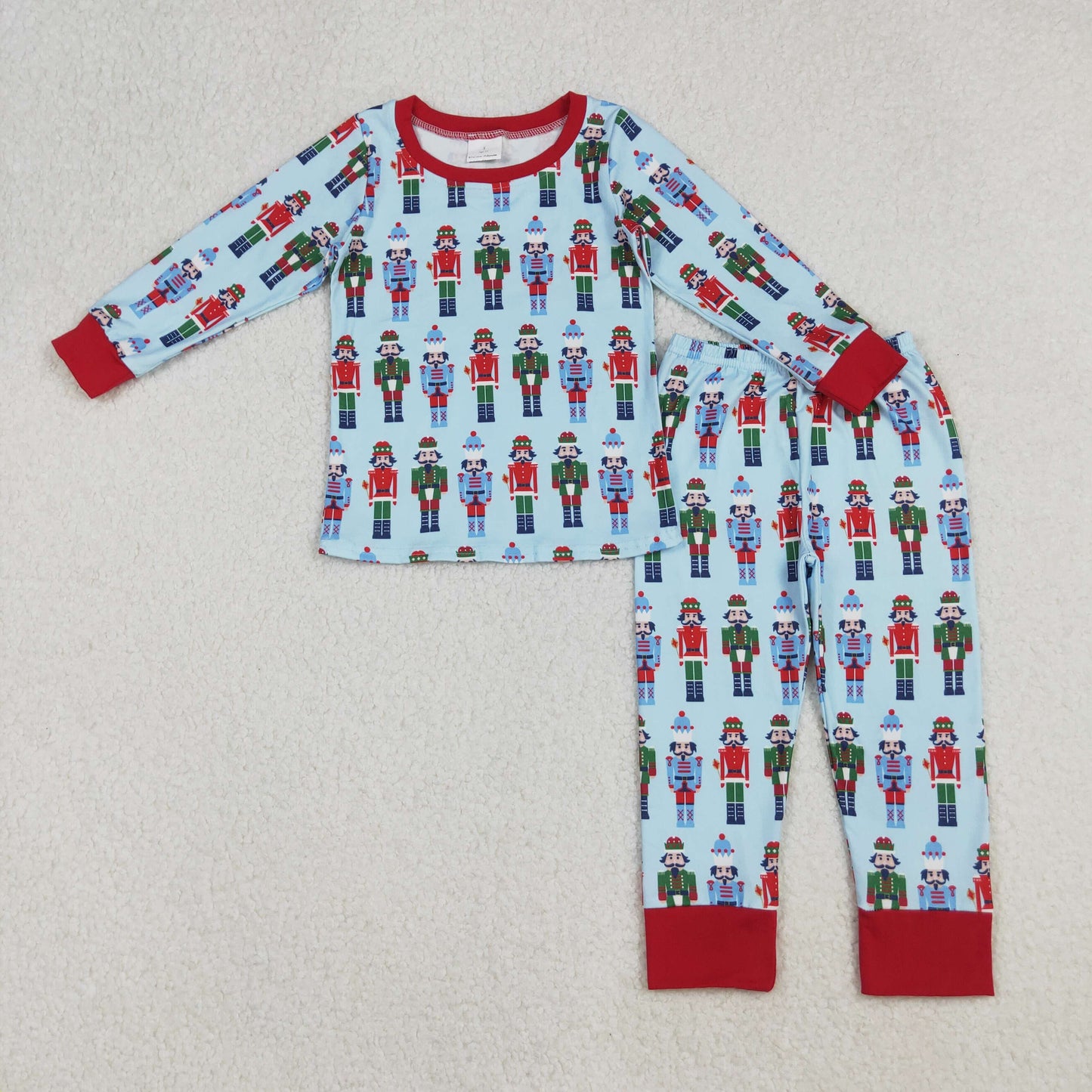 BLP1242 Baby Boys Soldiers Plaid Top Pants Christmas Pajamas Sets