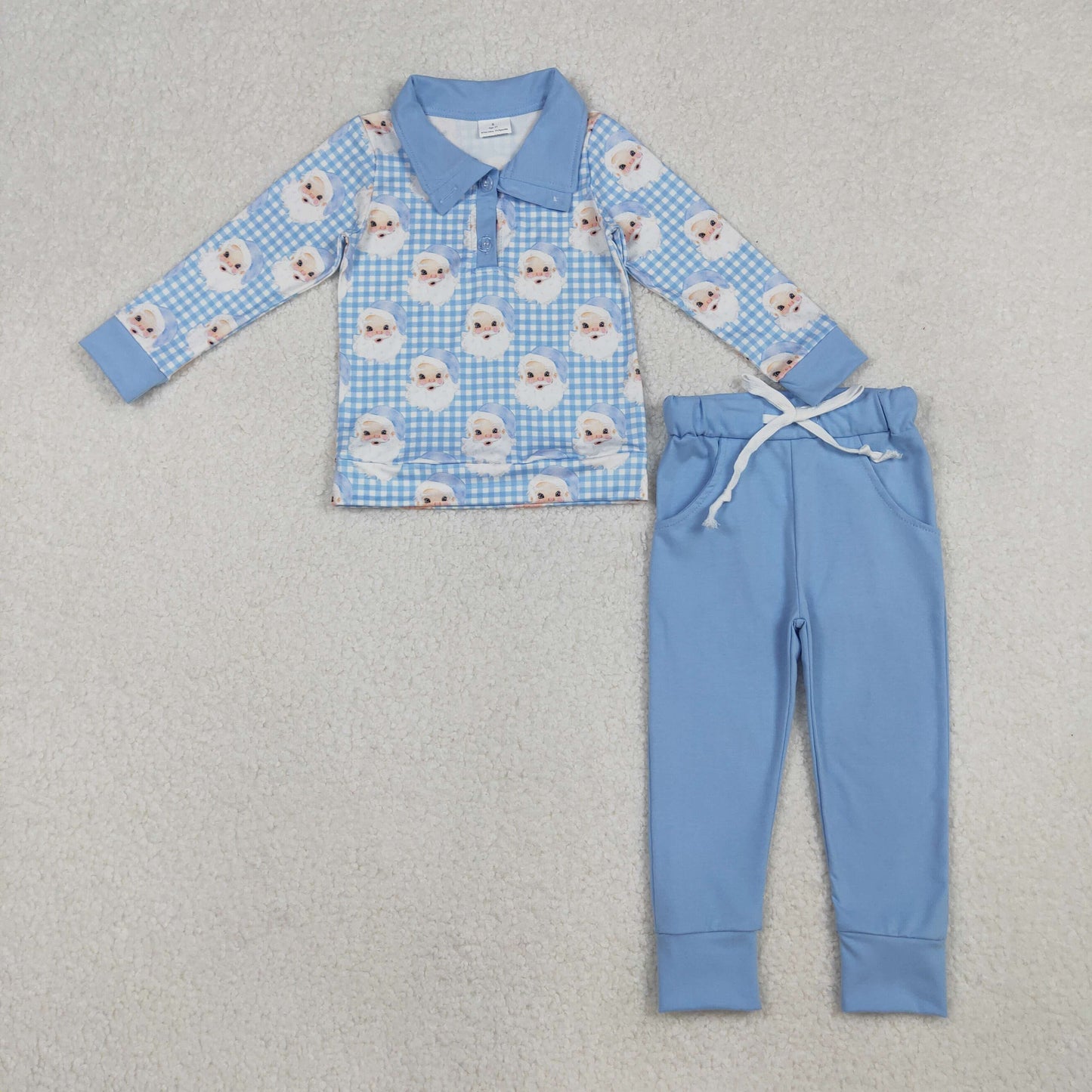 Sibling Baby Kids Santa Checked Zip Pullover Pockets Leggings Christmas Clothes Sets