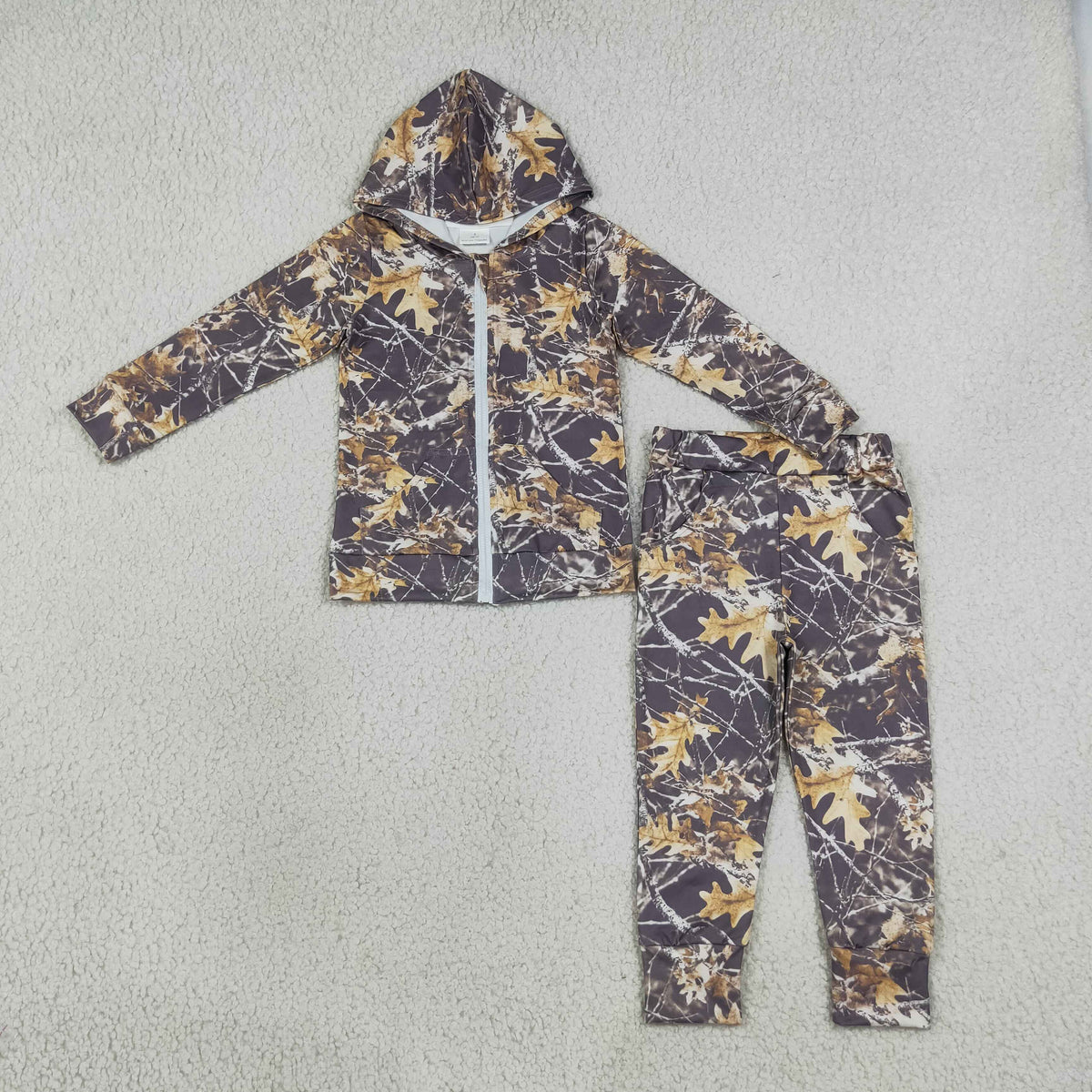 Sibling Baby Boys Camo Deer Fishing Zip Pockets Hoodie Joggers Hunting Clothes Set