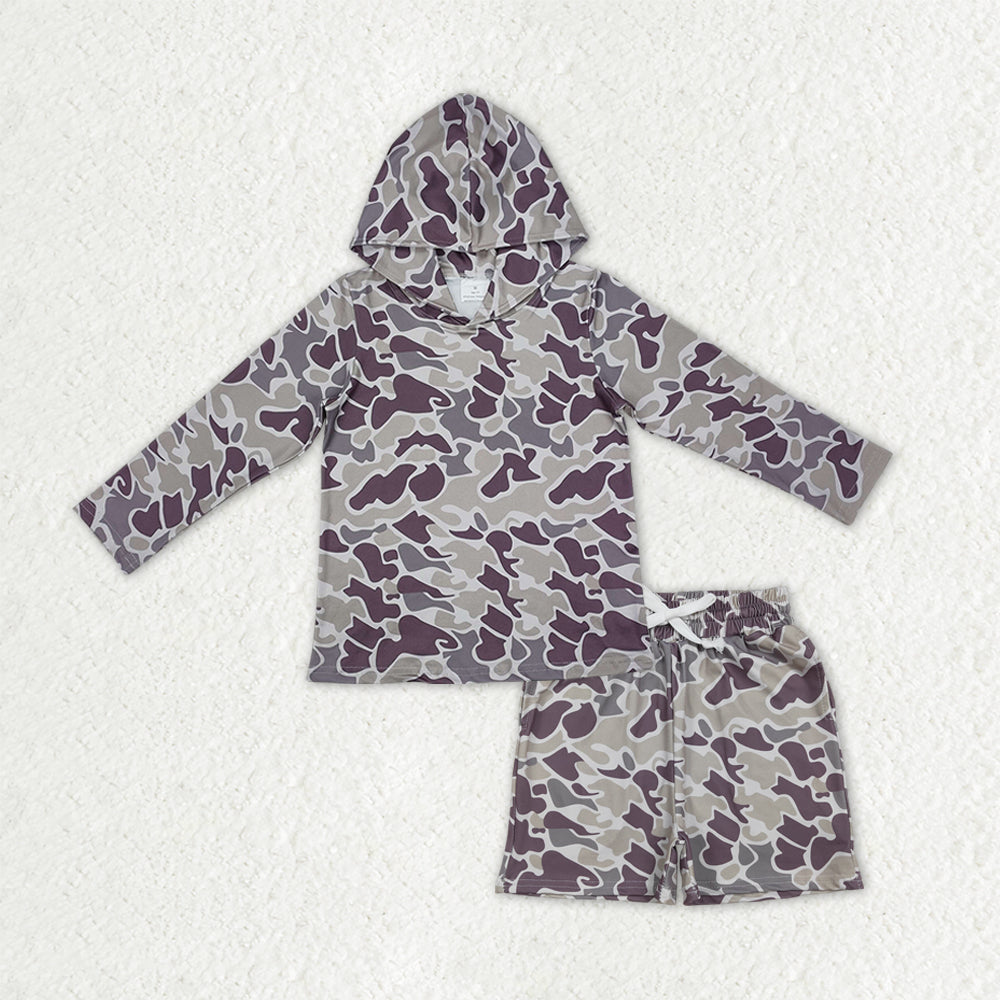 Sibling Baby Boys Long Sleeve Southern Camo Hoodie Top Pockets Shorts Clothes Sets
