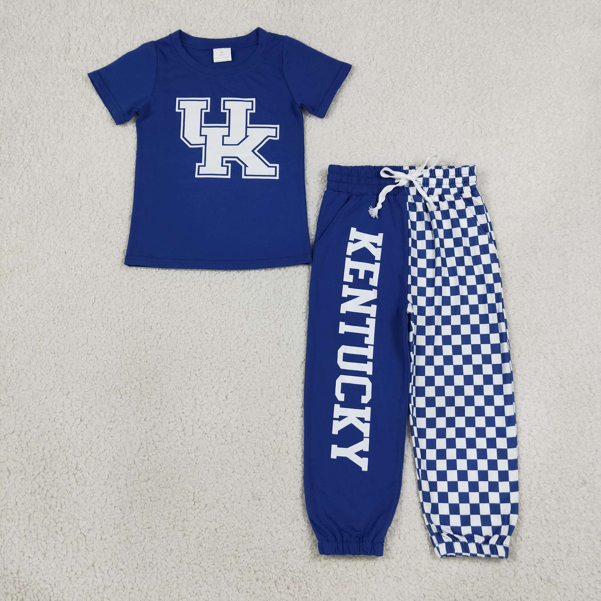 BSPO0696 Baby Boys Blue Vinyl Kentucky Top Pockets Jogger Team Clothes Set