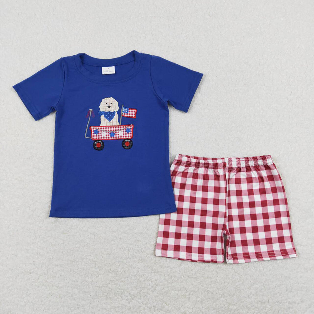 BSSO0423 baby boy clothes dog 4th of July summer outfits