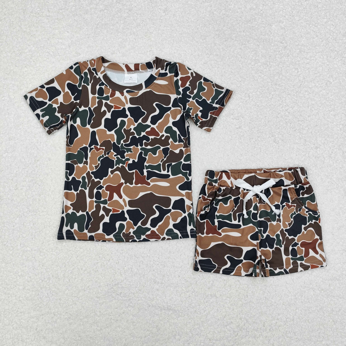 Sibling Baby Boys Short Sleeve Southern Camo Ducks Top Pockets Short Hunting Clothes Sets