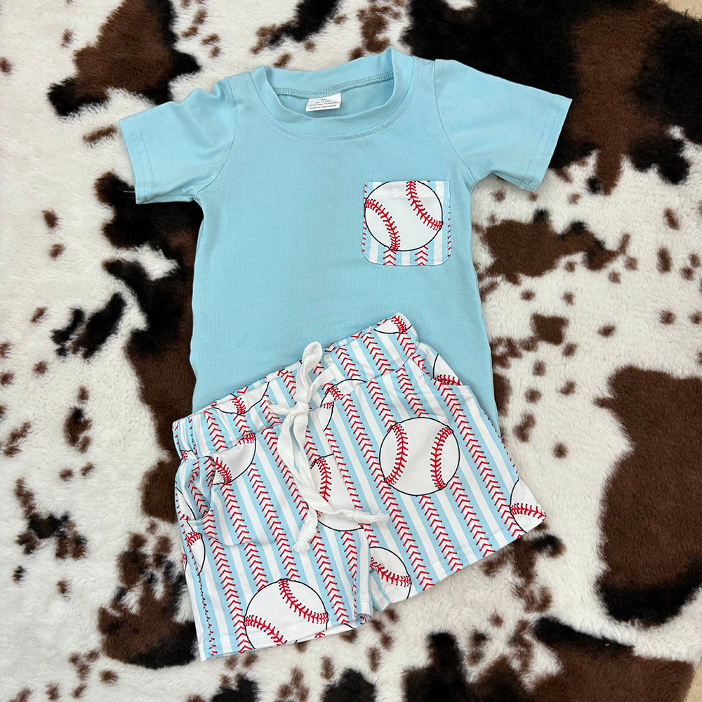 boys baseball t-shirts+shorts sets BSSO1317
