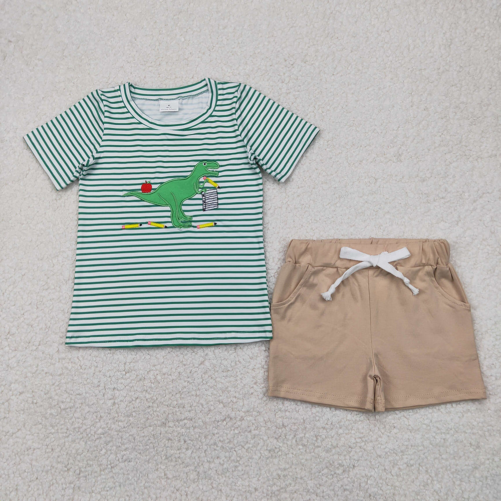BSSO1416 baby boy clothes back to school day dinosaurs summer outfits