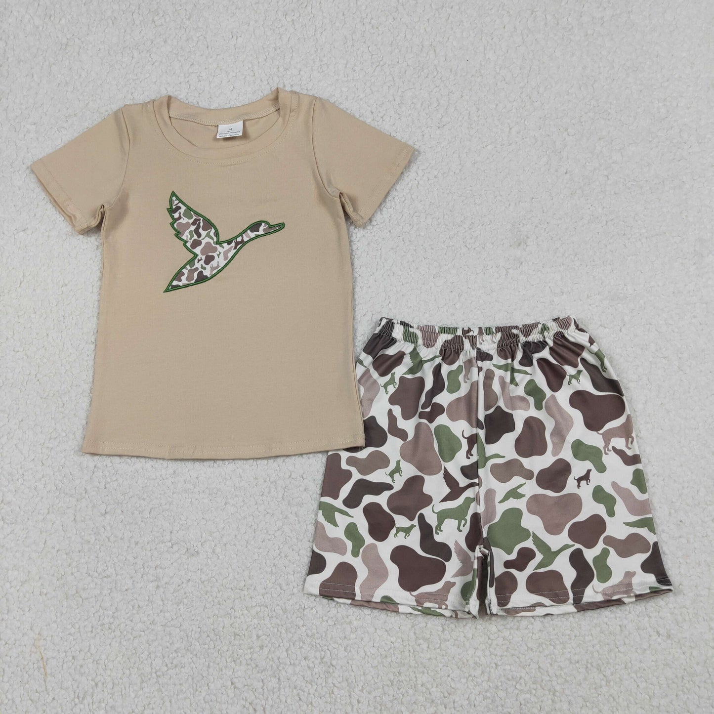 BSSO1646 Baby Boys Embroidery Camo Ducks Top Shorts Hunting Clothes Sets