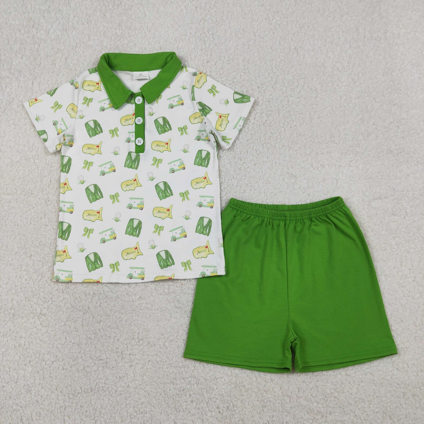 BSSO1697 Baby Boys Green Golf Button Polo Shirt Top Short Clothes Sets