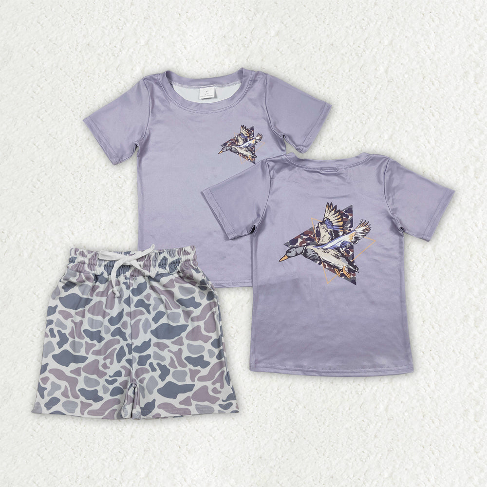 Sibling Baby Boys Camo Dogs Ducks Shirts Top Pockets Short Hunting Clothes Set