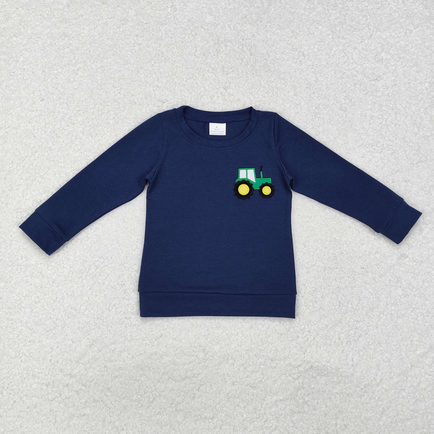 Sibling Baby Boys Girls Embroidery Farm Trucks Button Tee Shirts Tops