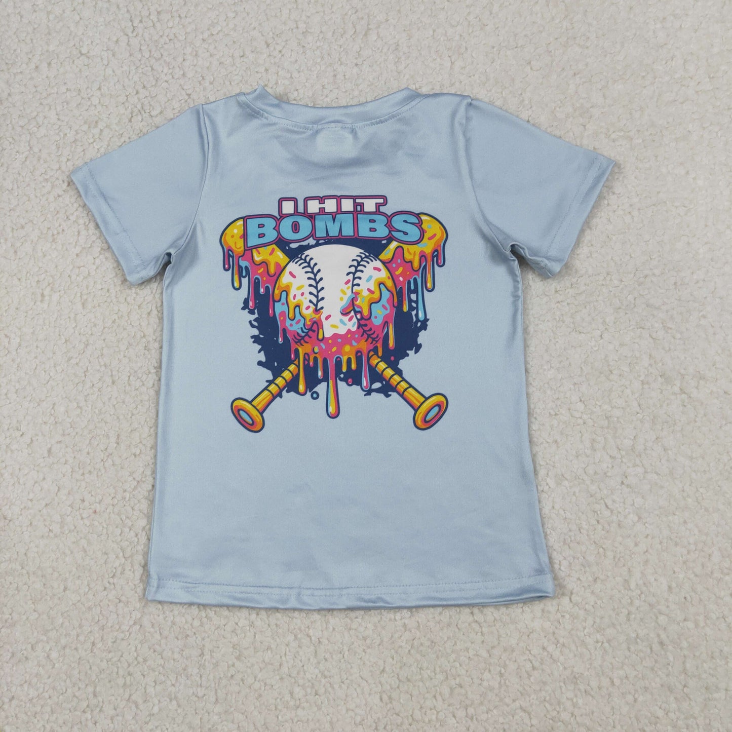 BT1251 Baby Boys Blue Short Sleeve Baseballs Team T-shirts Top