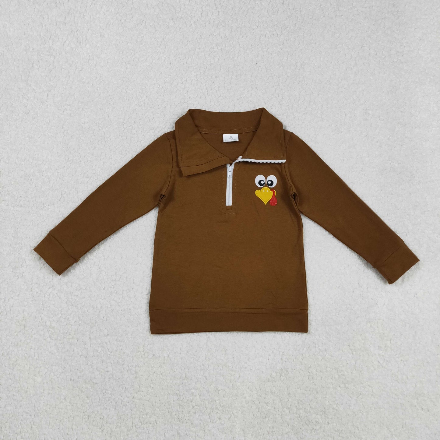 Sibling Baby Boys Embroidery Turkey Thanksgiving Zipper Pullovers Tops