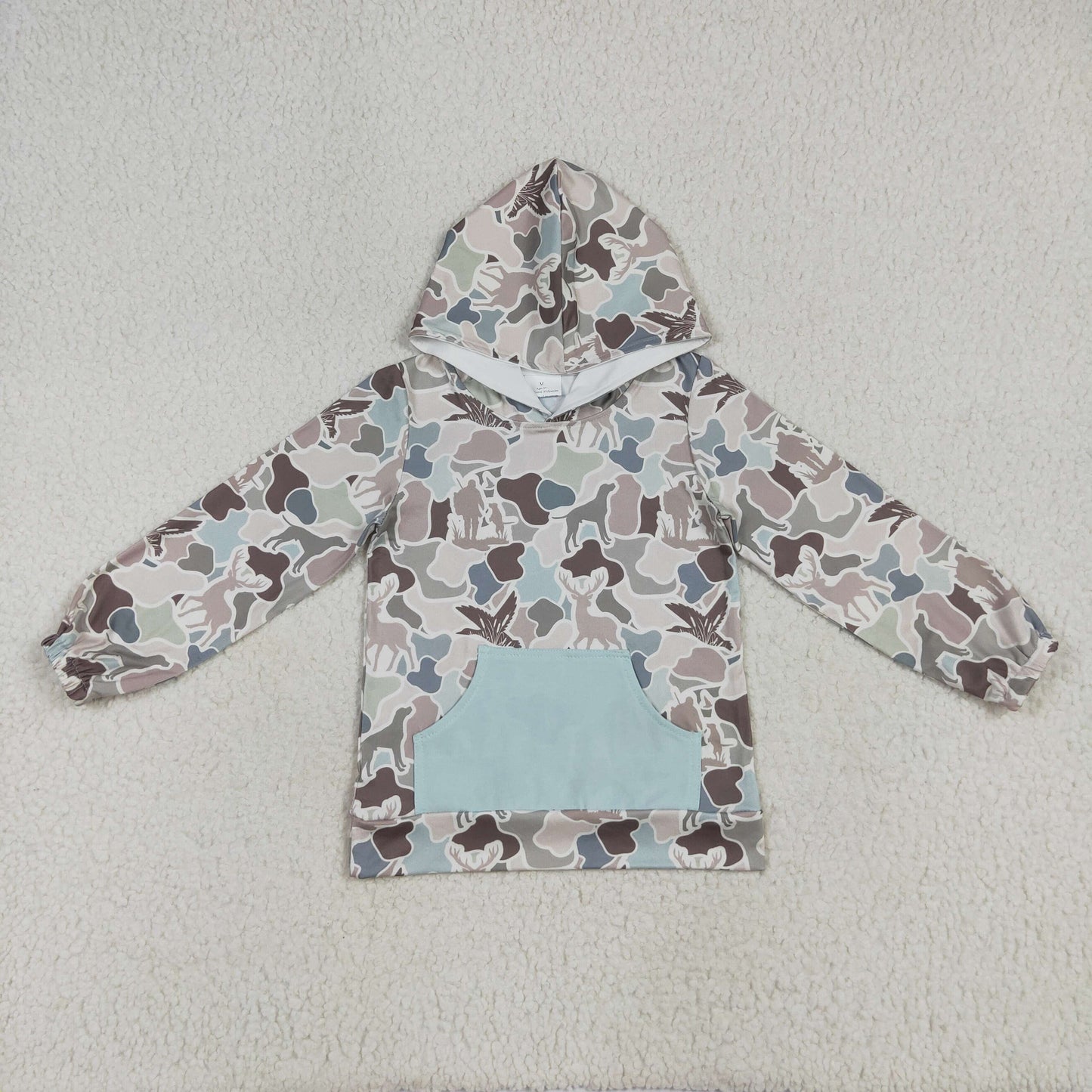 Sibling Baby Boys Western Camo Ducks Dogs Horse Long Sleeves Pocket Hoodies Tops