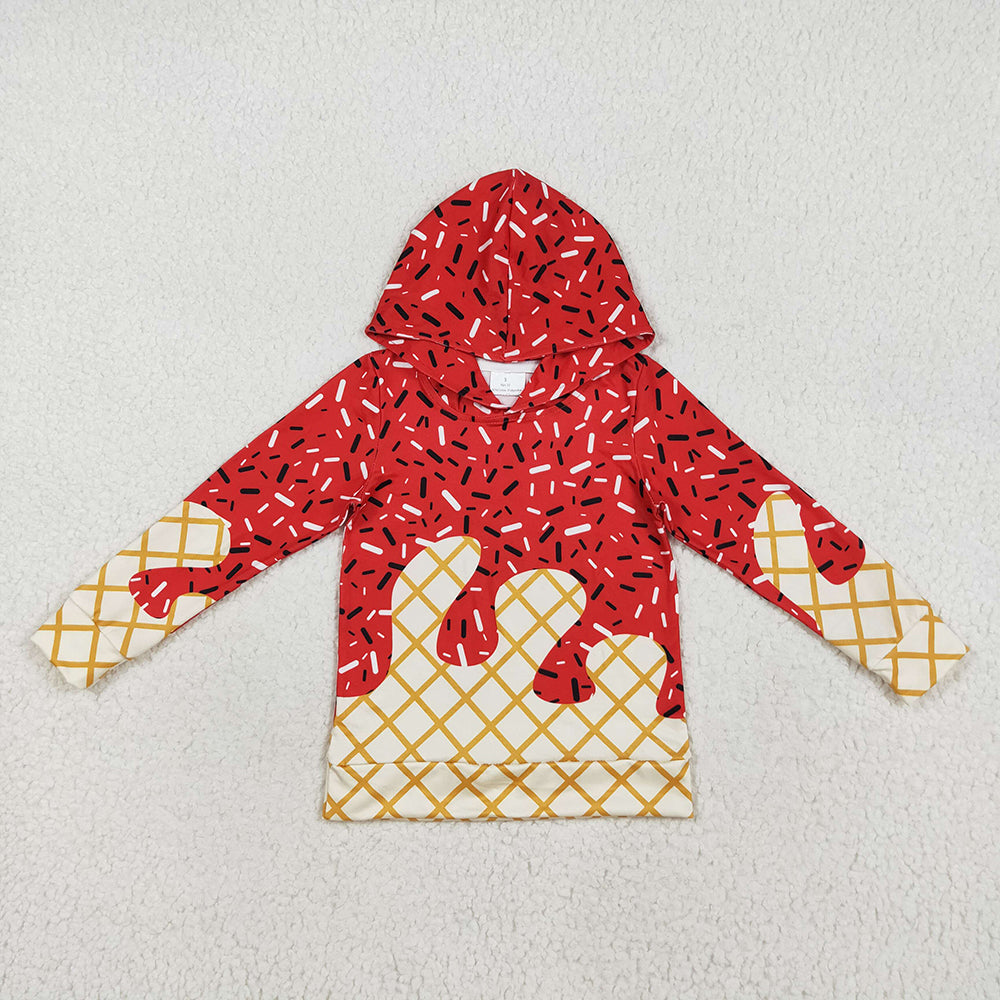 BT1272 toddler baby kids clothes red drips sprinkles hooded tops