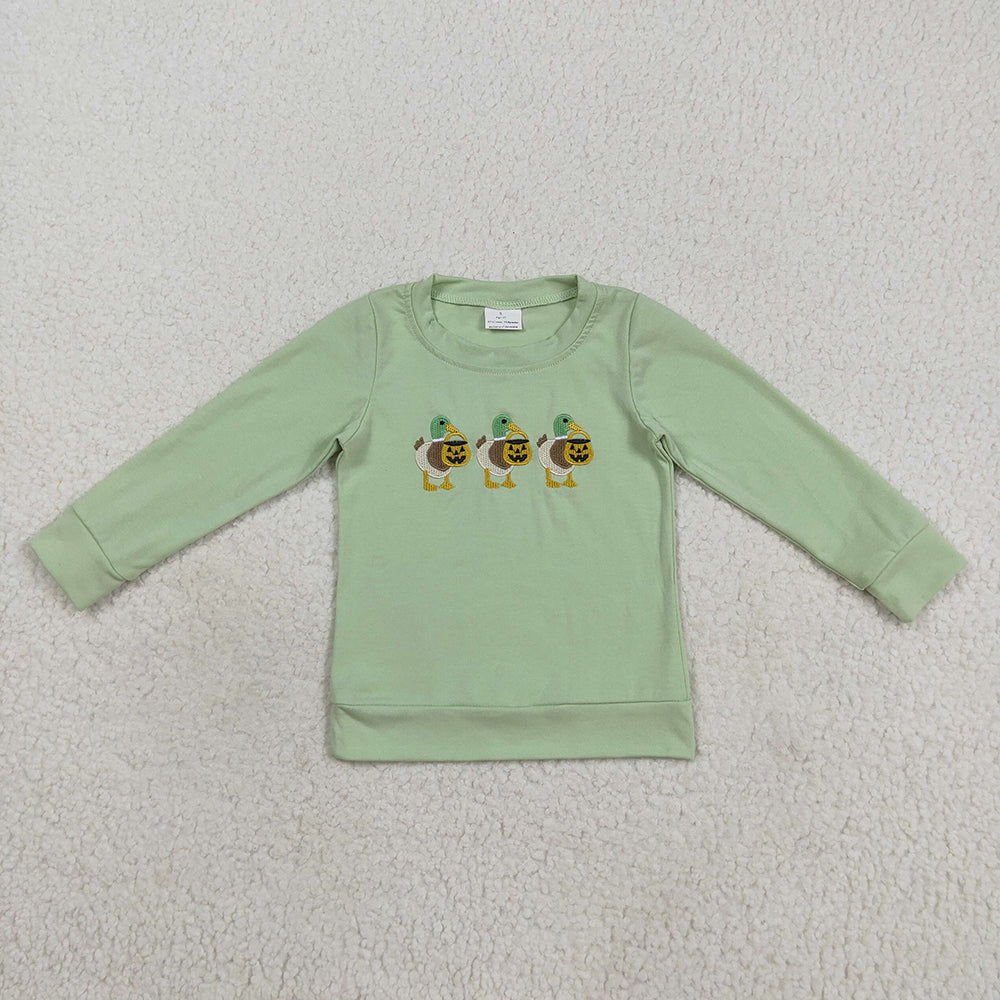 Sibling Baby Boys Embroidery Boo Ghosts Pumpkins Halloween Tee Shirts Top