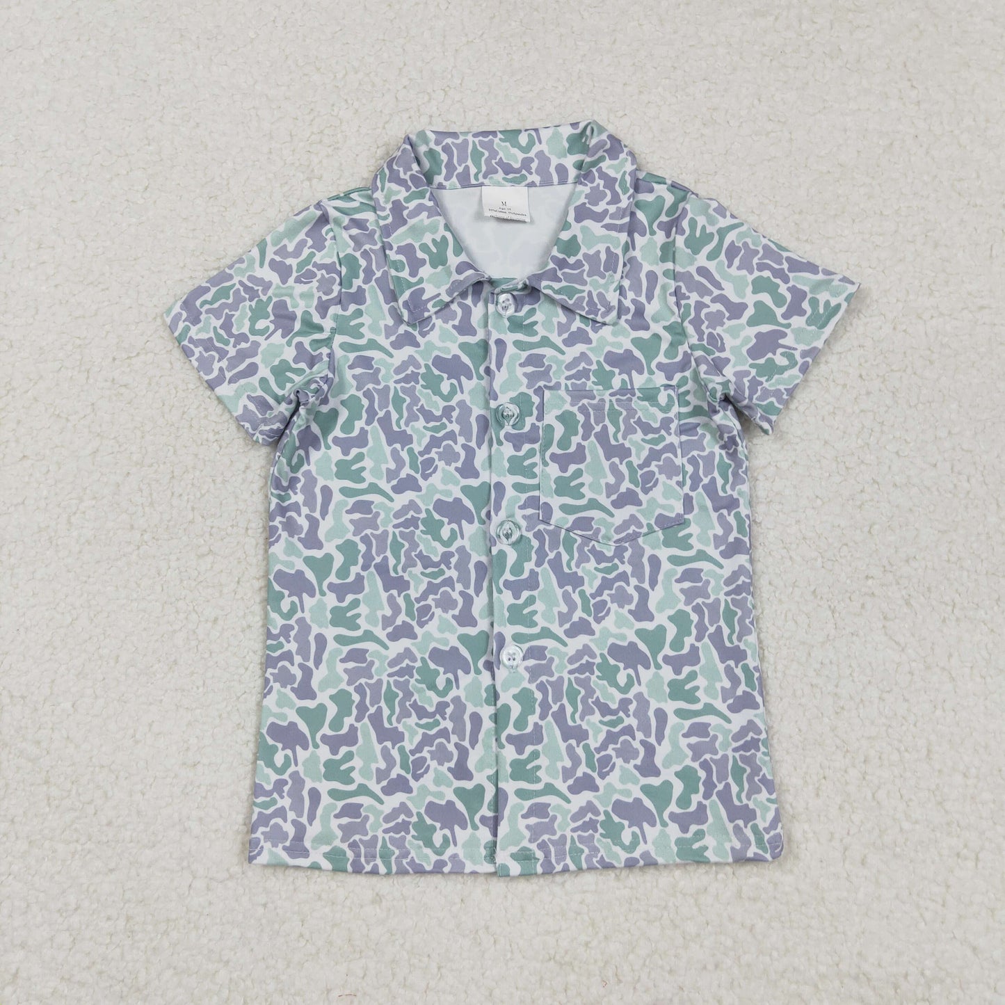 BT1295 Baby Boys Gray Green Camo Button Pocket Southern Shirts Top