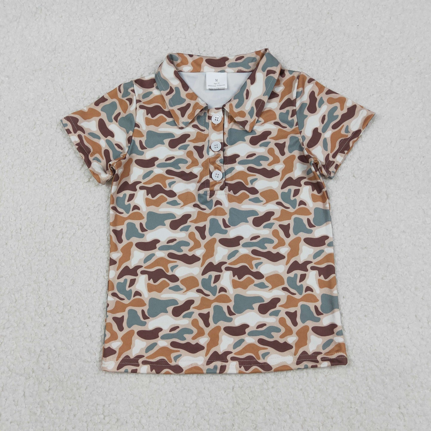 Sibling Baby Boys Short Sleeve Southern Ducks Camo Button Hunting Polo Shirts Top