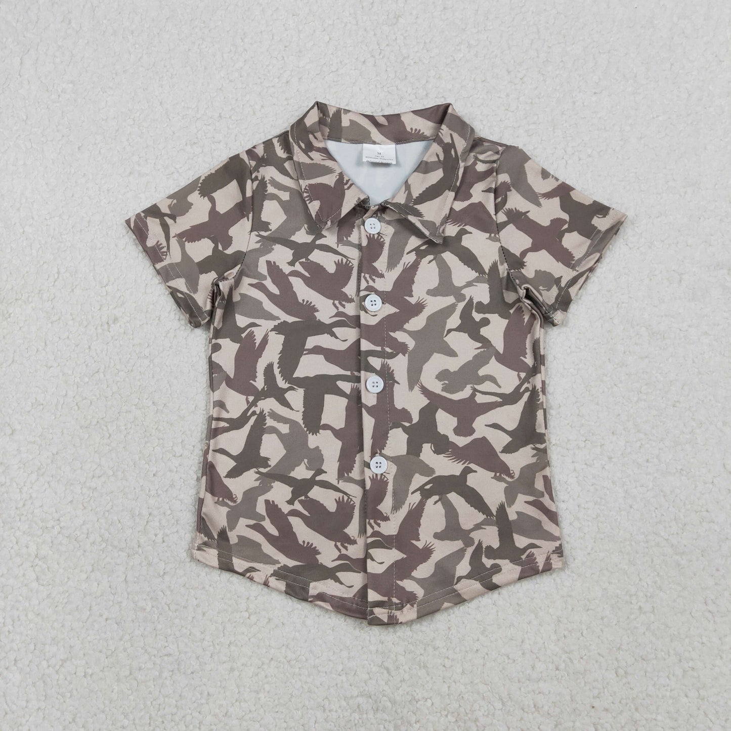 BT1562 Baby Boys Short Sleeve Southern Ducks Camo Hunting Button Shirts Top