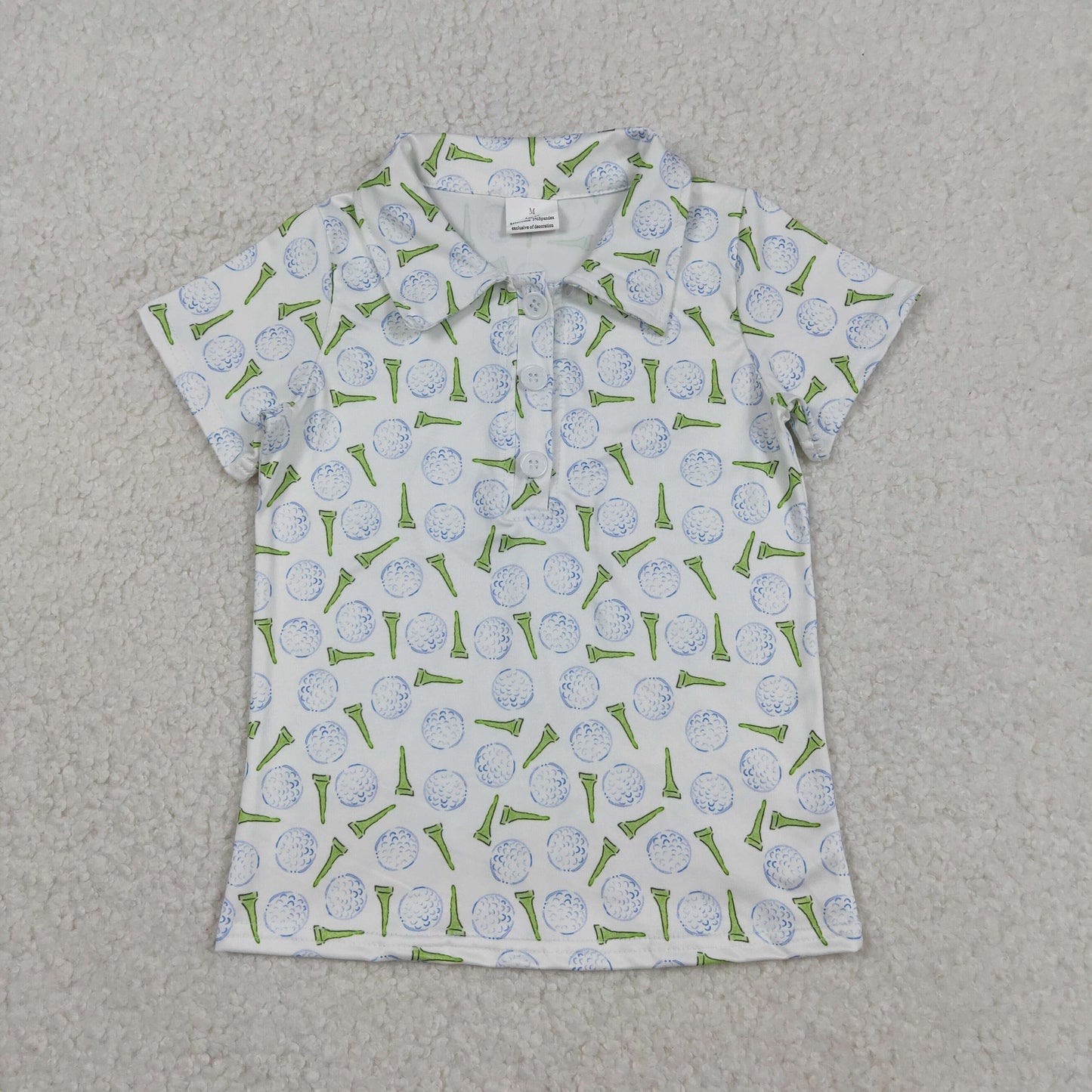 BT1582 Baby Boys Short Sleeve Golf Plaid Button Polo Shirts Top