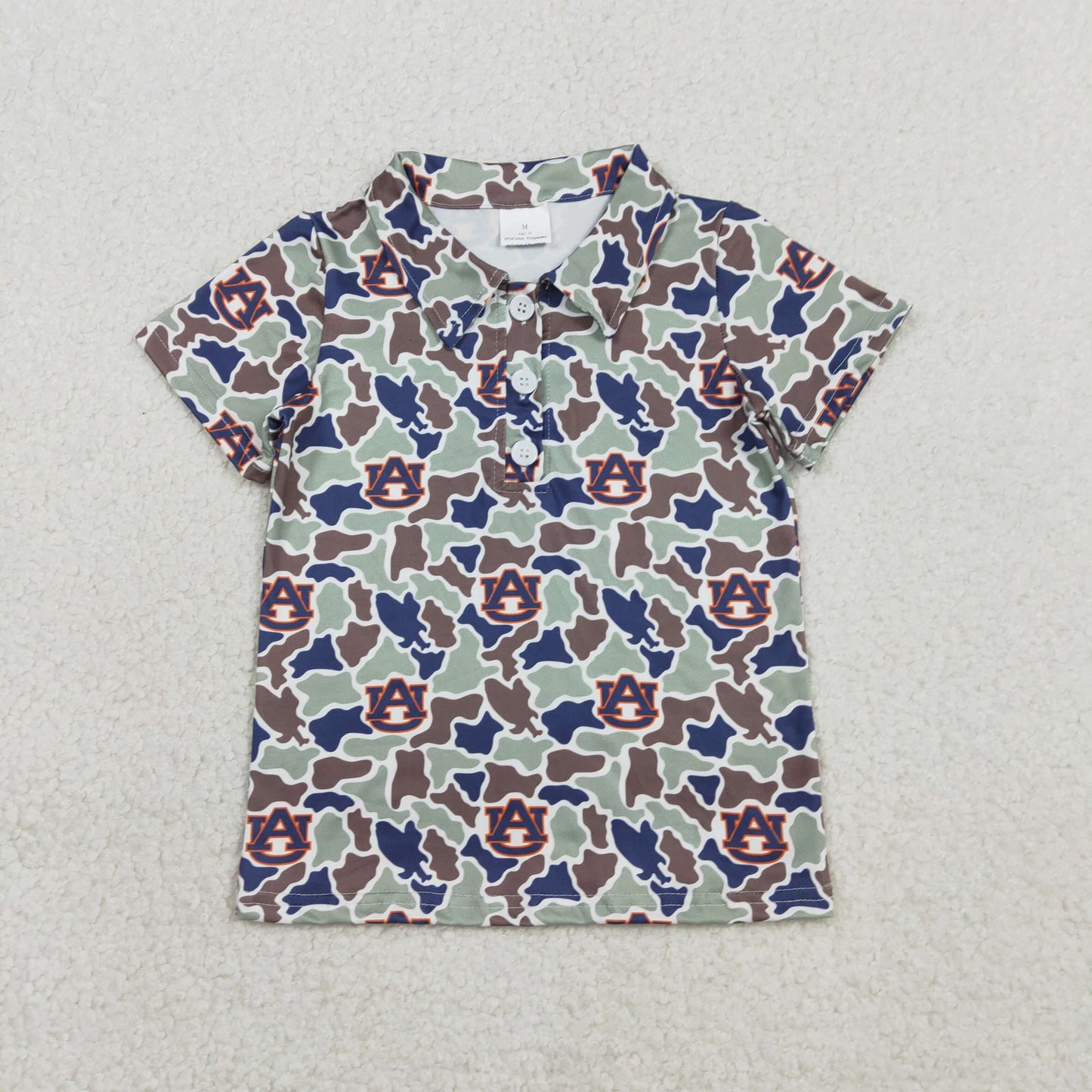 BT1694 Baby Boys Short Sleeve Southern Camo AU Team Button Polo Shirts Top