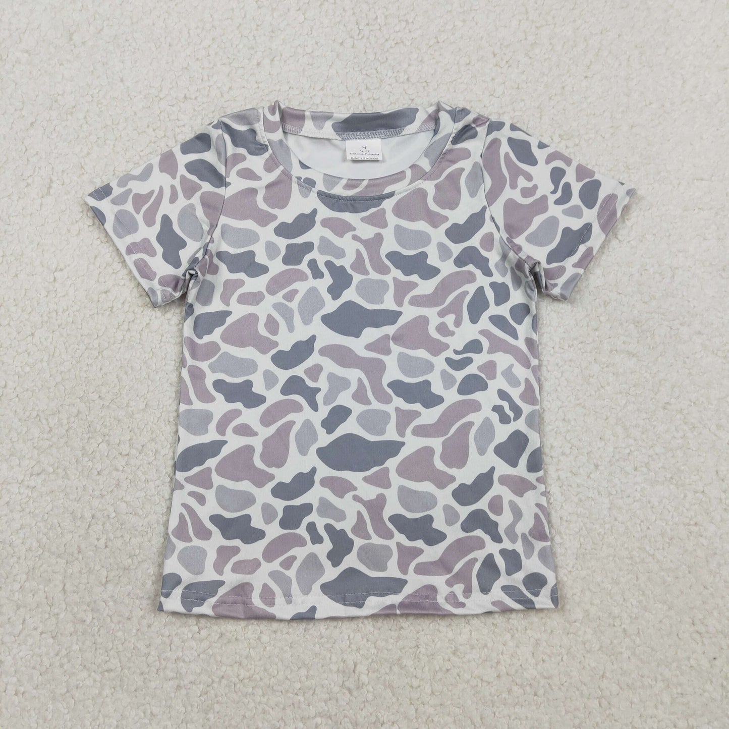 BT1712 Baby Boys Short Sleeve Southern Light Grey Camo T-shirts Top