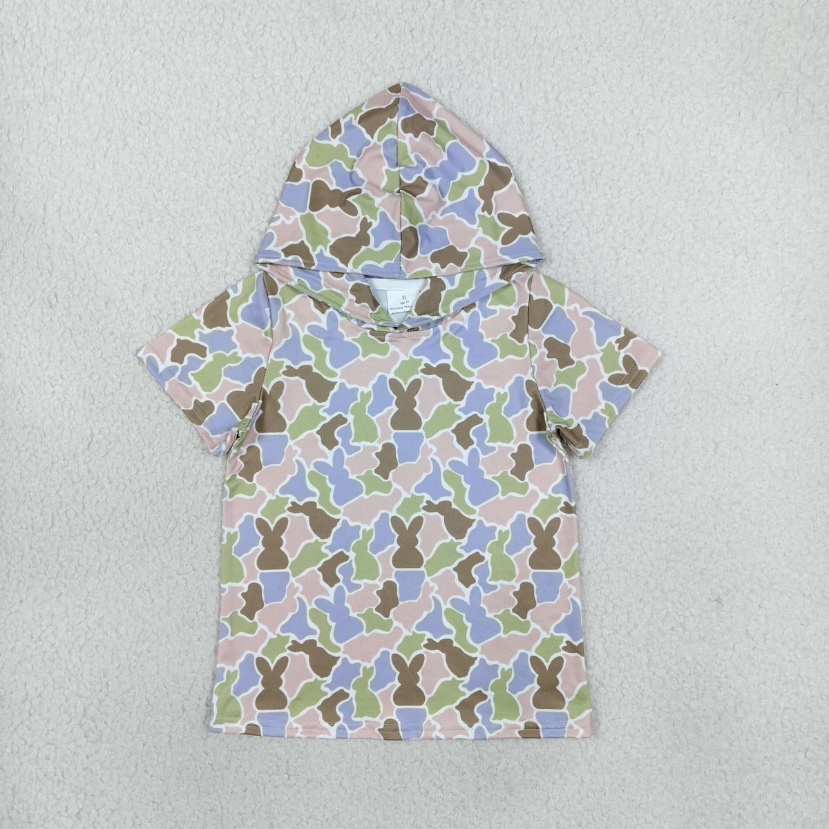 Sibling Baby Boys Girls Short Sleeve Southern Easter Rabbits Camo Hoodies Top