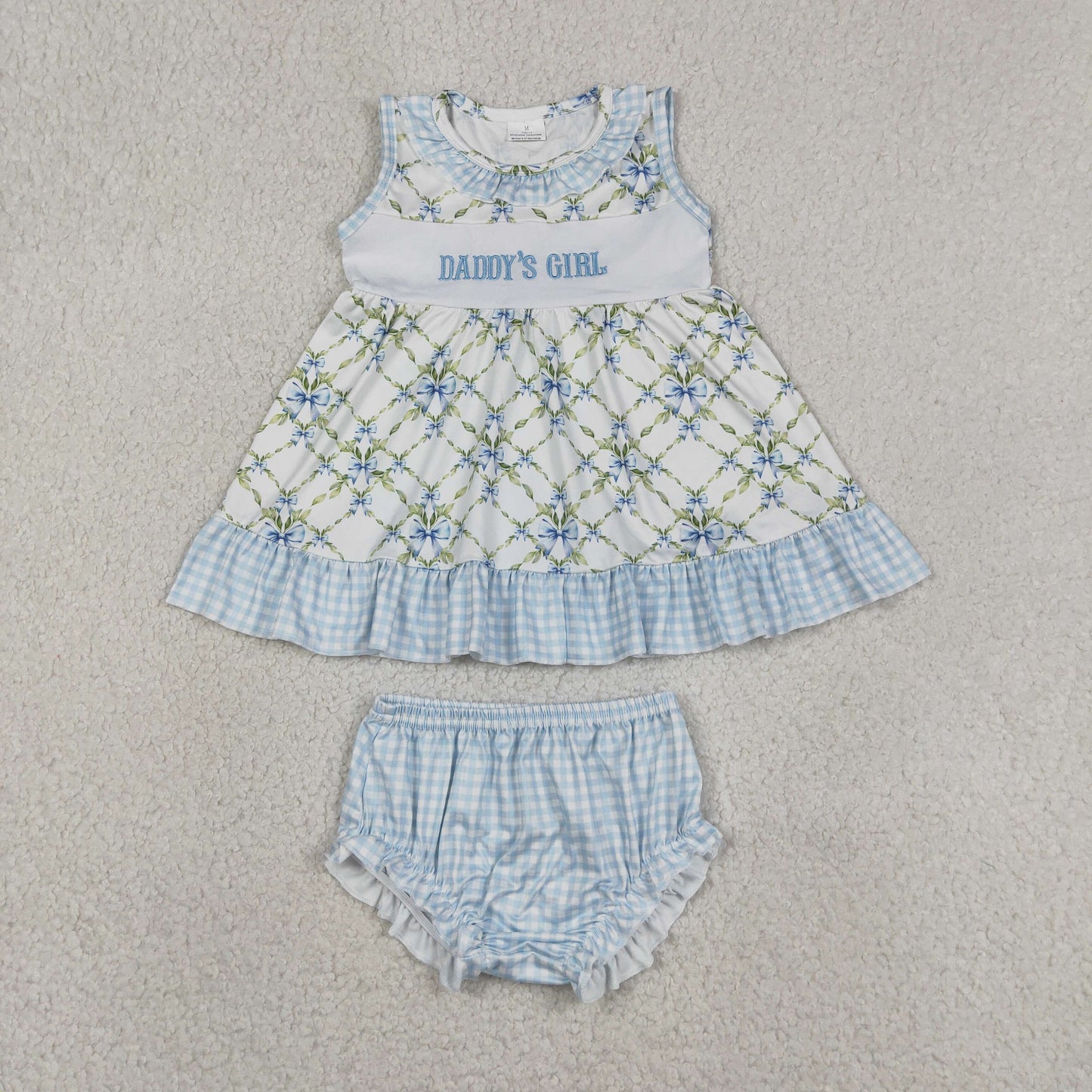 Sibling Flutter Sleeve Embroidery Mama's Daddy's Girl Colorful Flowers Tunic Bummies Clothes Sets