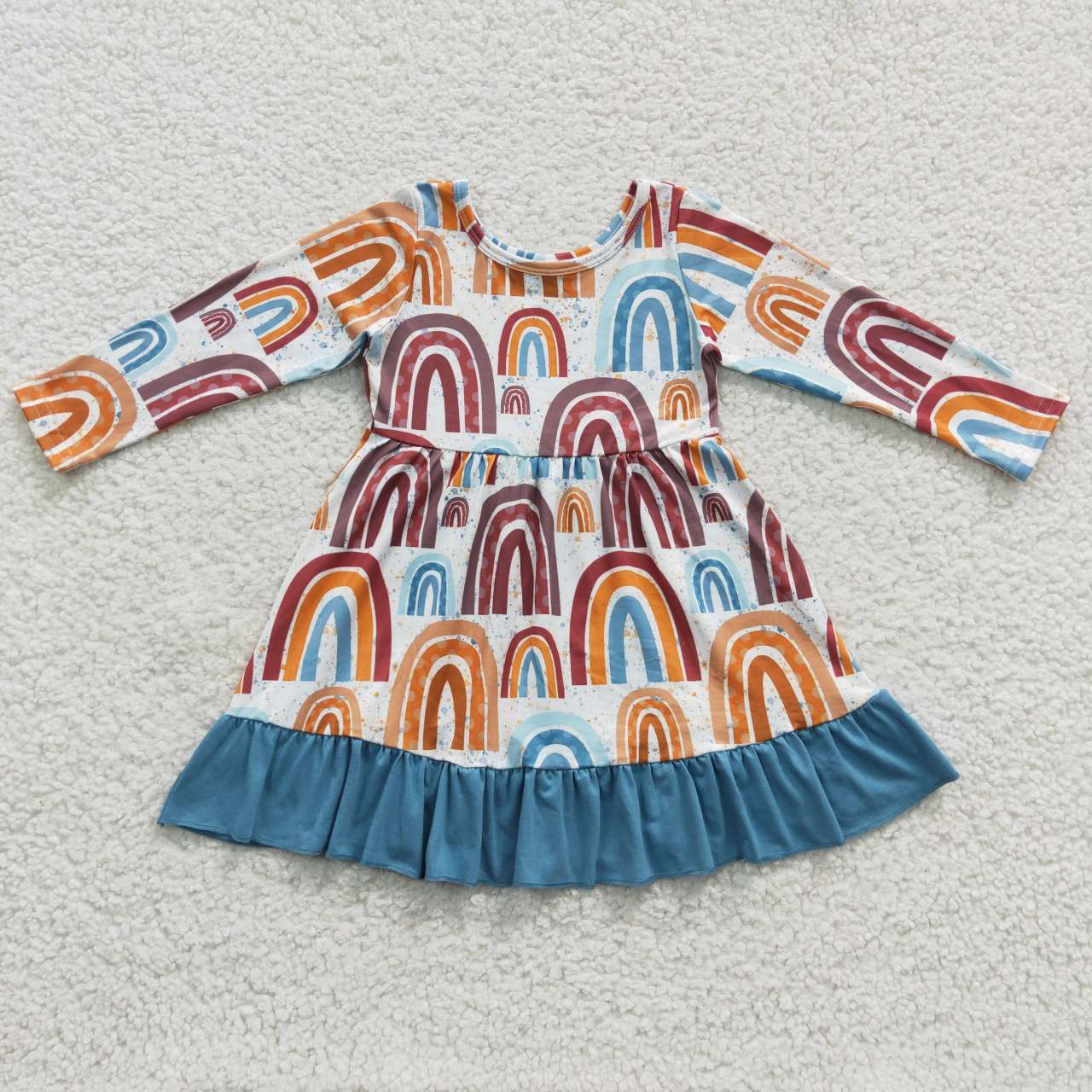 Sibling Baby Girls Colorful Rainbows Stars Plaid Knee Length Dresses