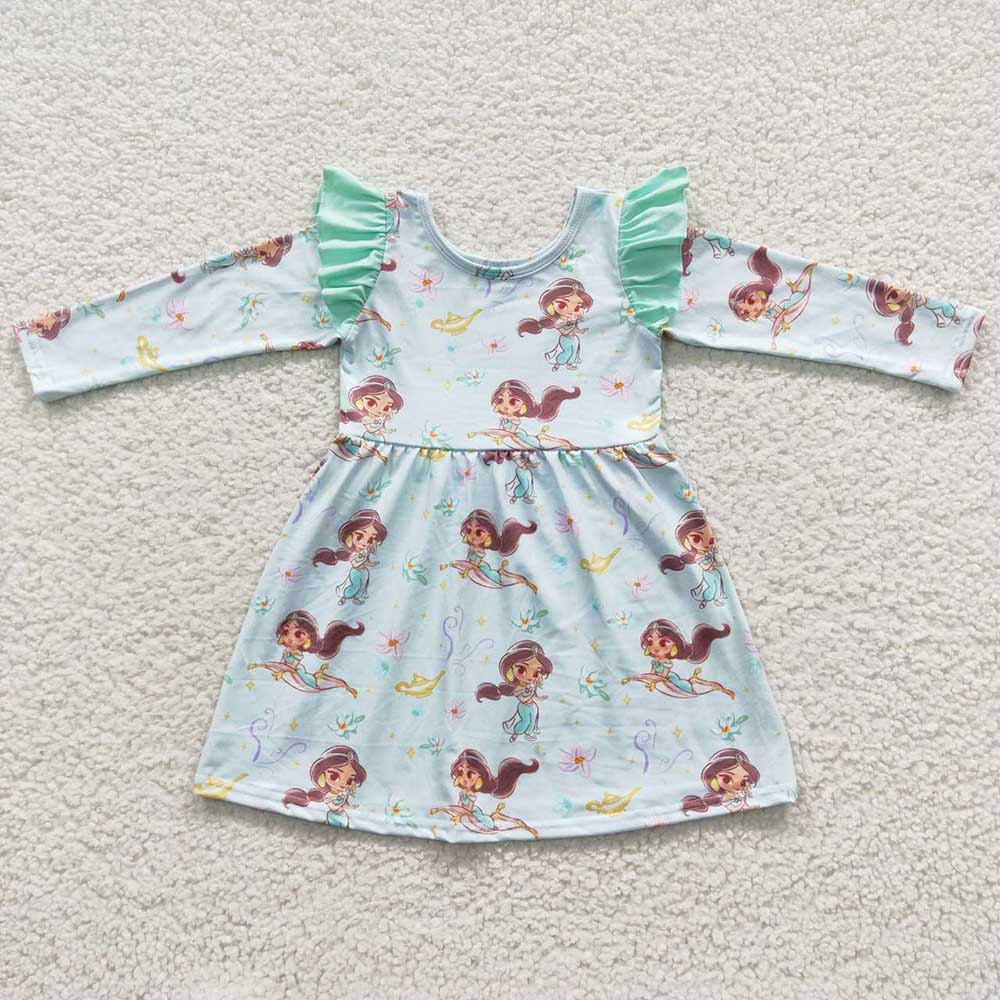 Sibling Baby Girls Princess Ruffle Long Sleeve Dresses