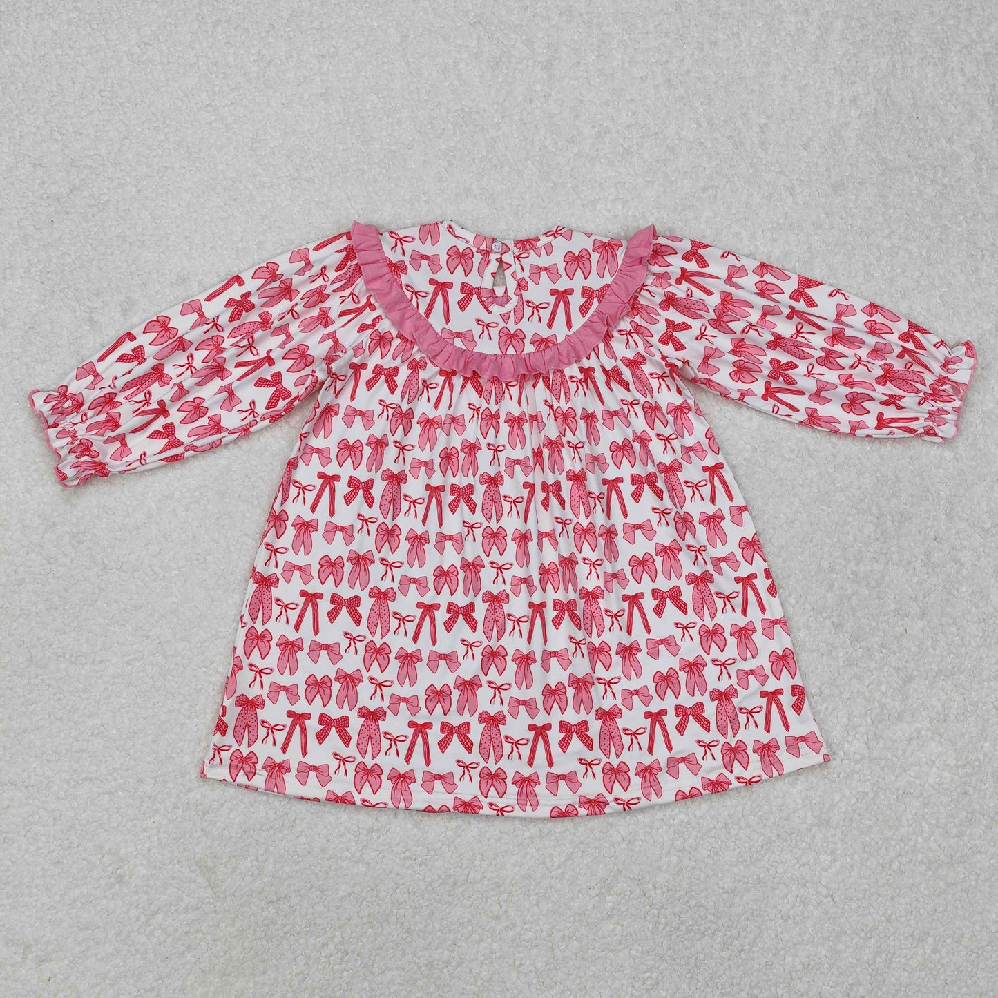 GLD0990 toddler girl clothes embroidery smocked bows girl Valentine's Day dress