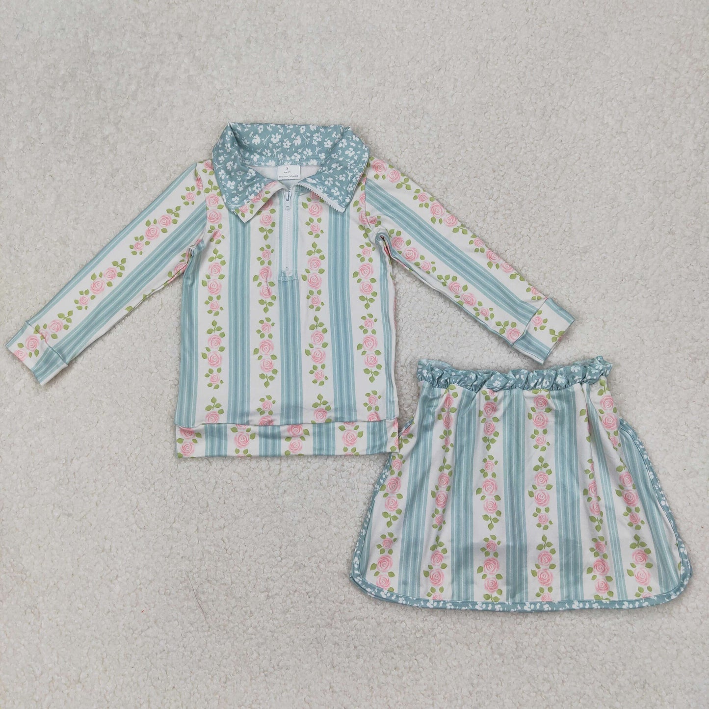 7 Colors Sibling Baby Girls Flowers Bows Zip Top Skirt Skort Bottoms Sets