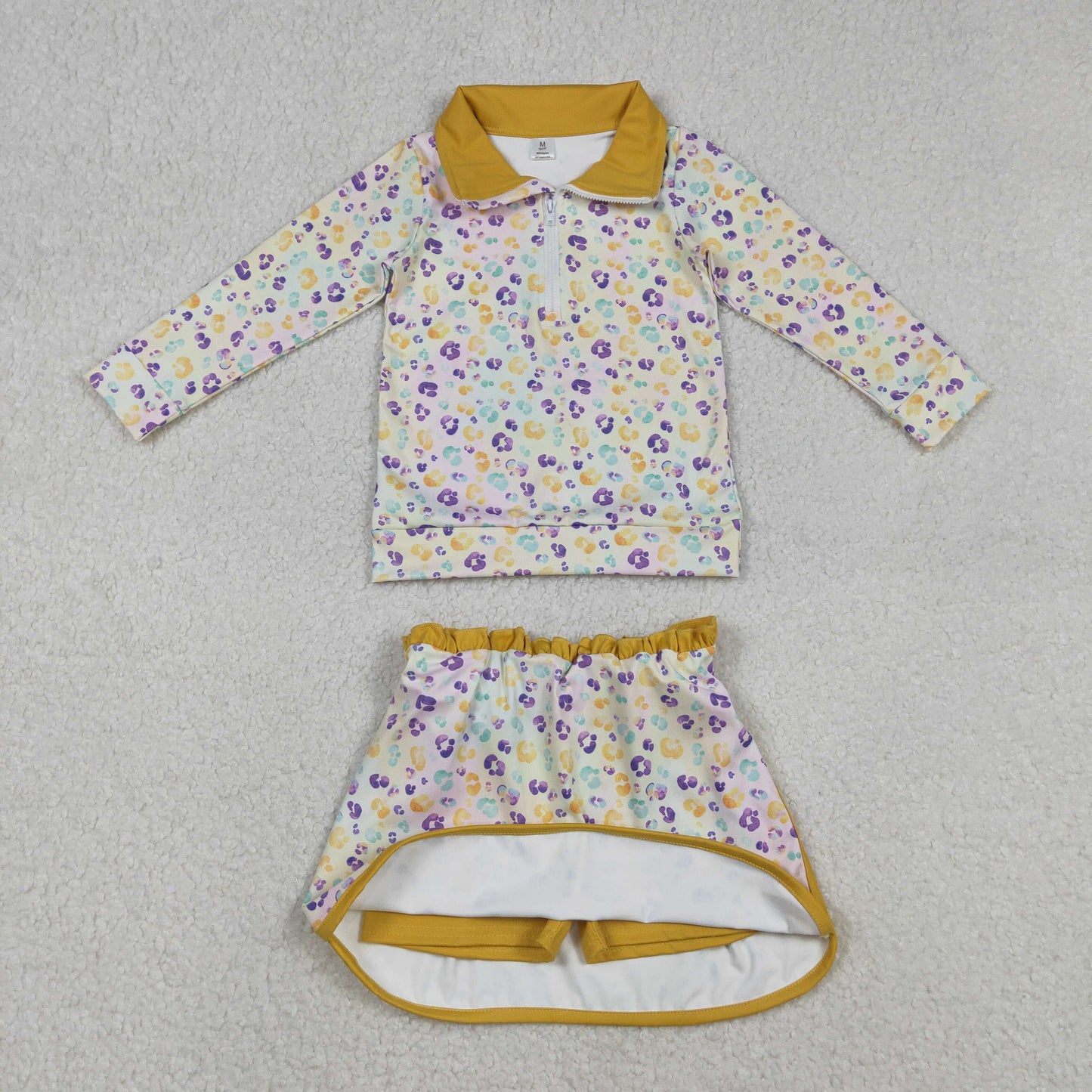 Sibling Mardigras Bows Anchors Leopard Zip Pullovers Skirt Shorts Yoga Active Clothes Sets
