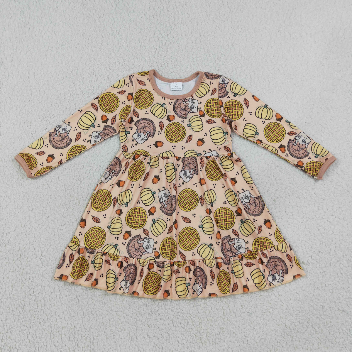 Sibling Baby Kids Long Sleeve Turkey Pumpkins Hoodie Jogger Fall Clothes Set Ruffle Dress