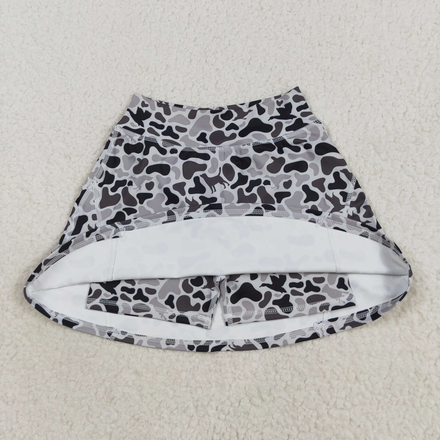 GLK0127 Toddler Girls Dark Gray Ducks Camo Athletic Yoga Active Skirts Short Bottom