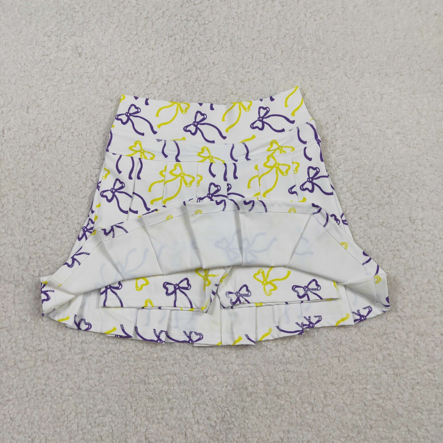 GLK0212 Baby Girls Purple Yellow Bows Yoga Active Pleated Skirts Short Bottom
