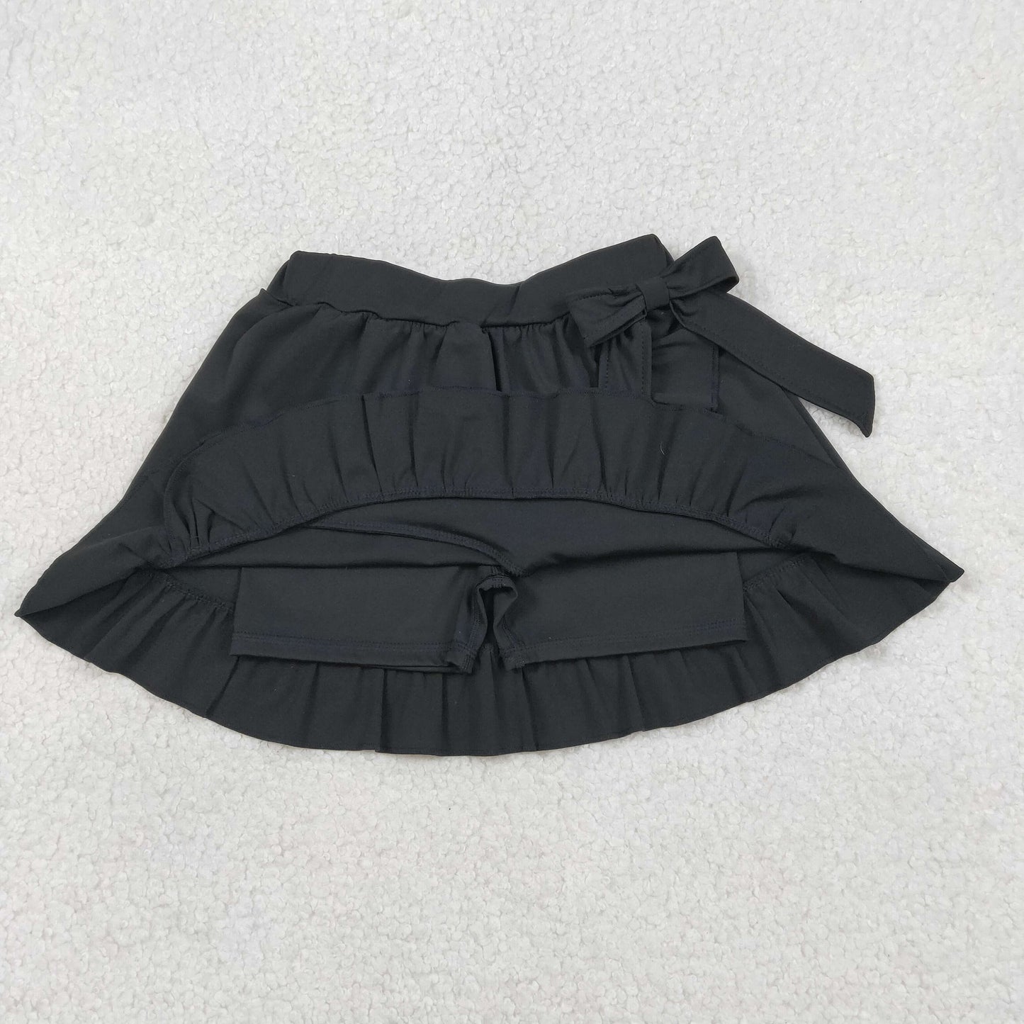 GLK0218 Baby Girls Black Yoga Active Ruffle Bows Skirts Short Bottom