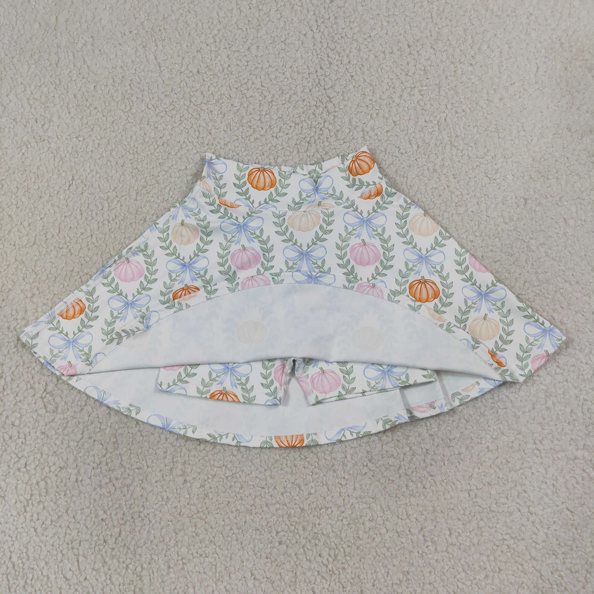 GLK0317 Baby Girls Flowers Bows Pumpkins Checked Fall Yoga Active Skirt Shorts Bottom