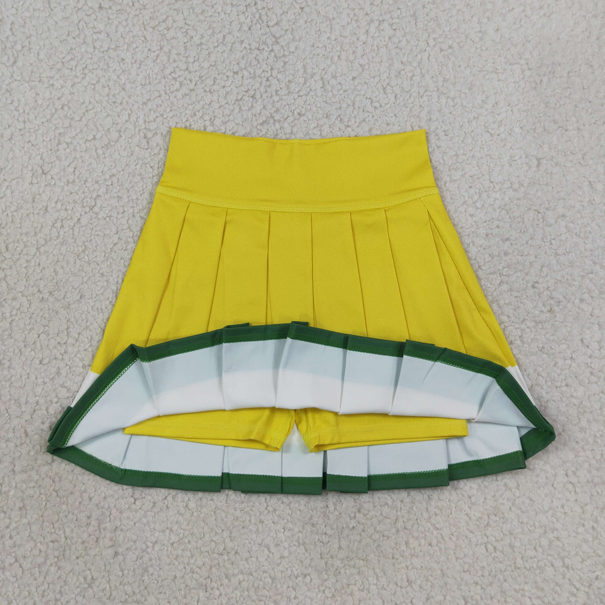 GLK0319 Baby Girls Yellow White Green Yoga Active Plaeted Skirt Shorts Bottom