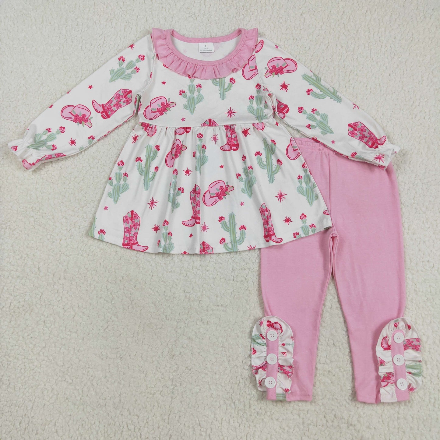 GLP2367 Baby Girls Hats Boots Cactus Tunic Leggings Pants Western Clothes Sets
