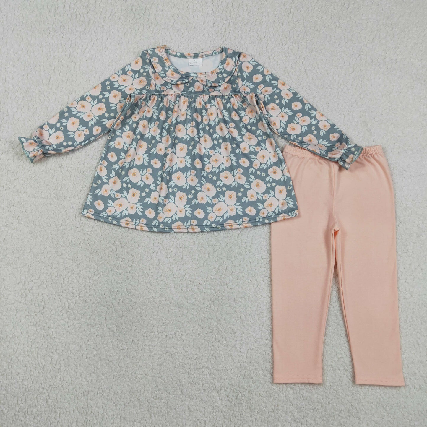 GLP2776 Baby Girls Colorful Flowers Colar Tunic Legging Pants Clothes Sets