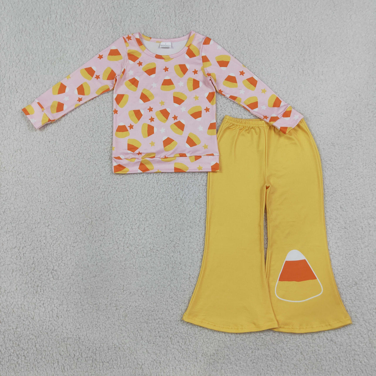 GLP3535 Baby Girls Long Sleeve Candy Top Flare Pant Halloween Clothes Set
