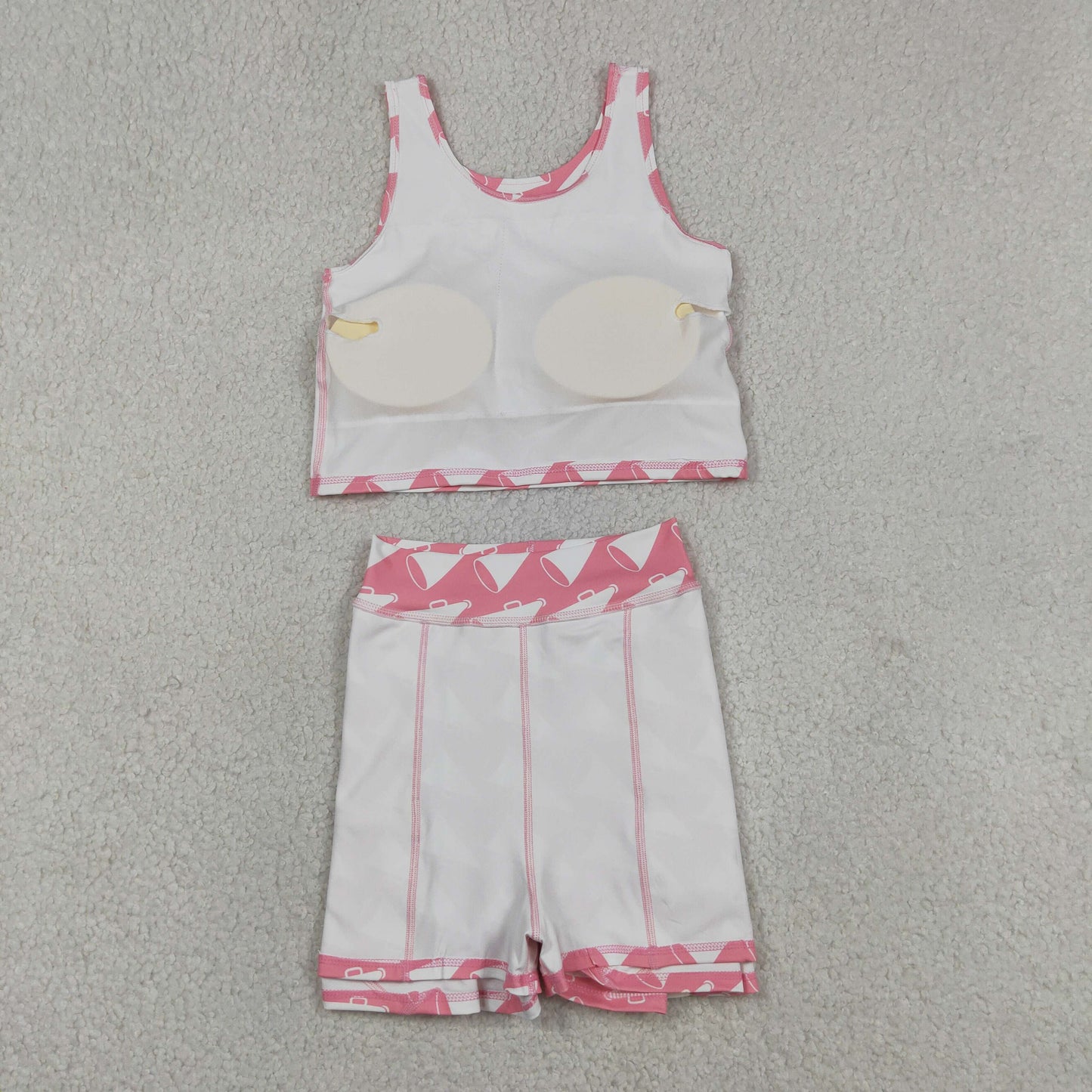GSD1467 Baby Girls Pink Cheer Crop Top Skorts Skirts Outfits Active Sets
