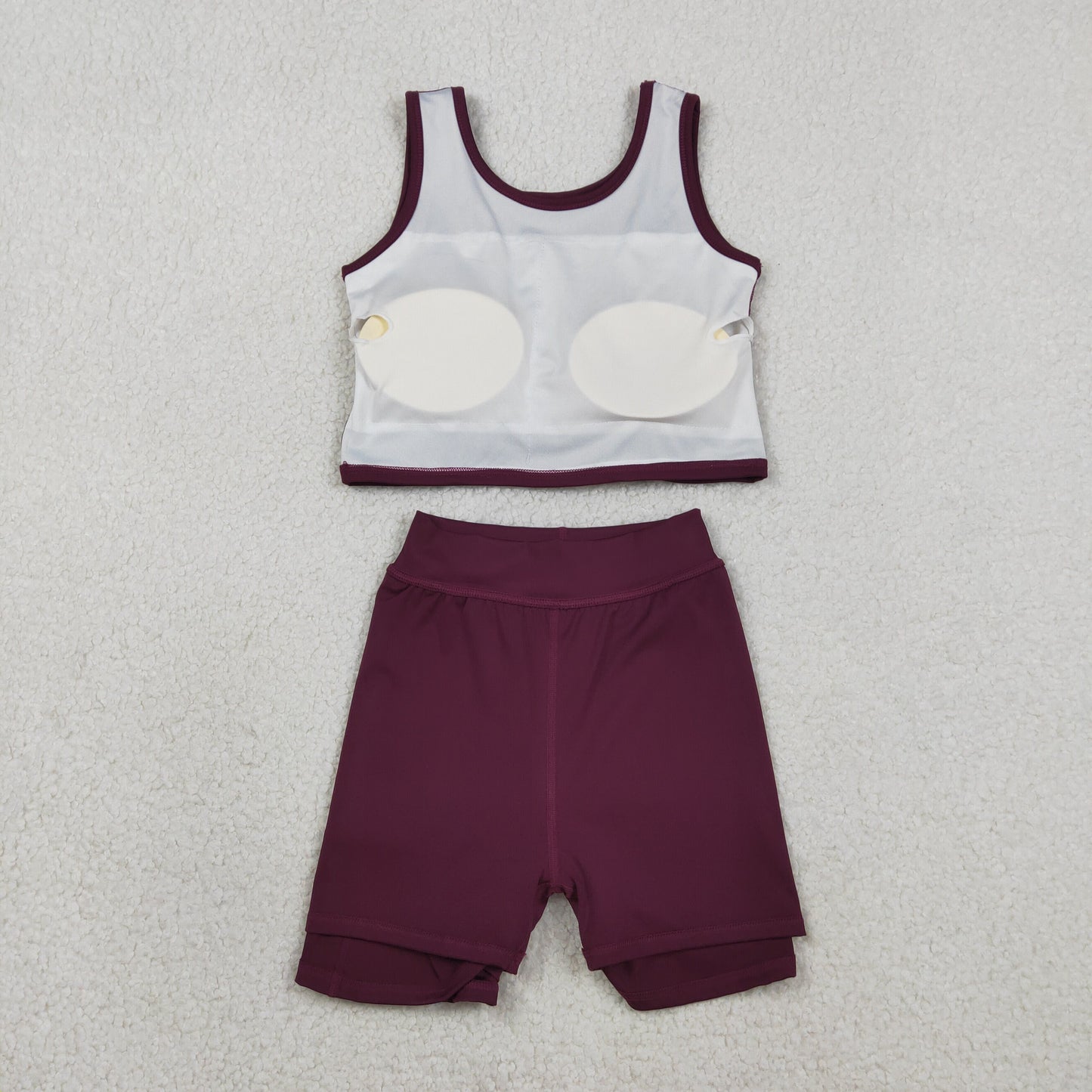 GSD1981 Baby Girls Wine Crop Top Skorts Skirts Outfits Active Sets