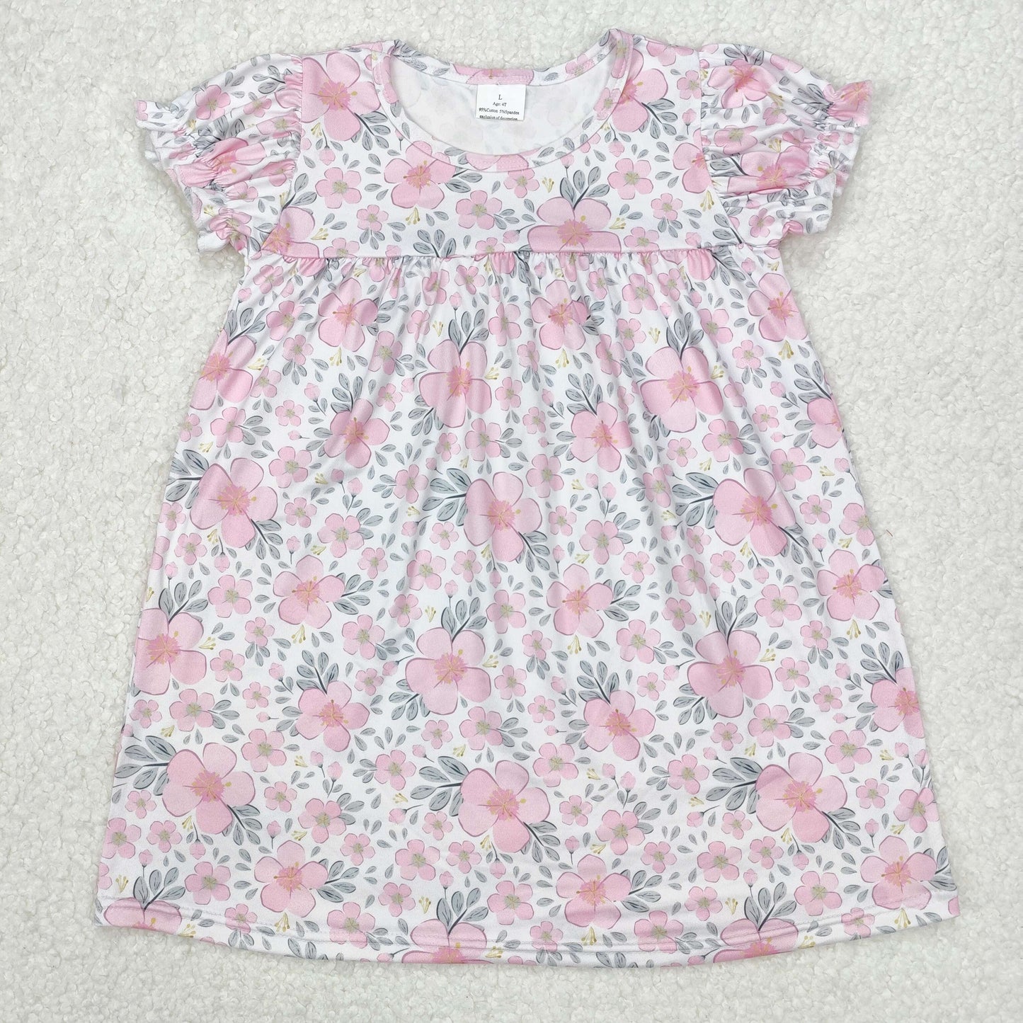 Sibling Baby Girls Flowers Plaid Short Ruffle Sleeve Knee Length Dresses