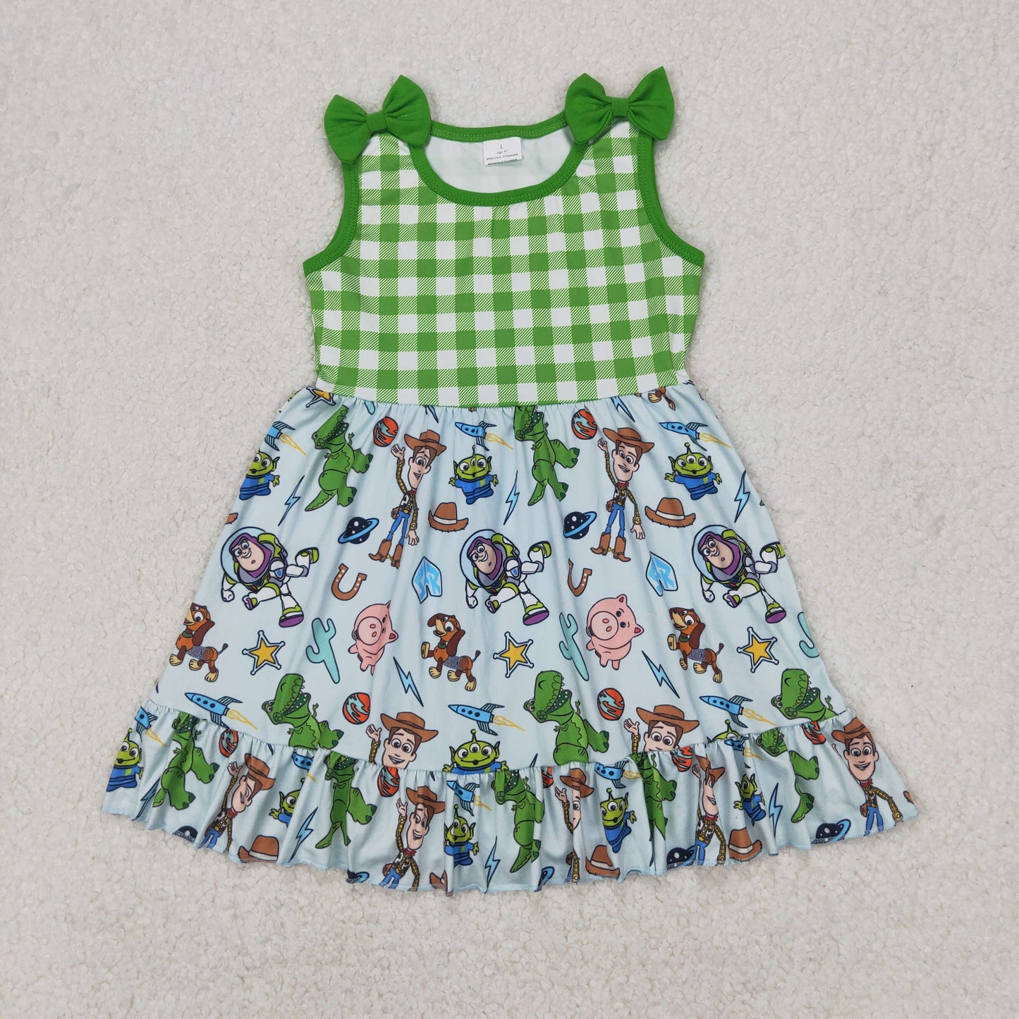 Sibling Baby Boys Girls Cartoon Style Pockets Short Clothes Set Ruffle Knee Length Dresses