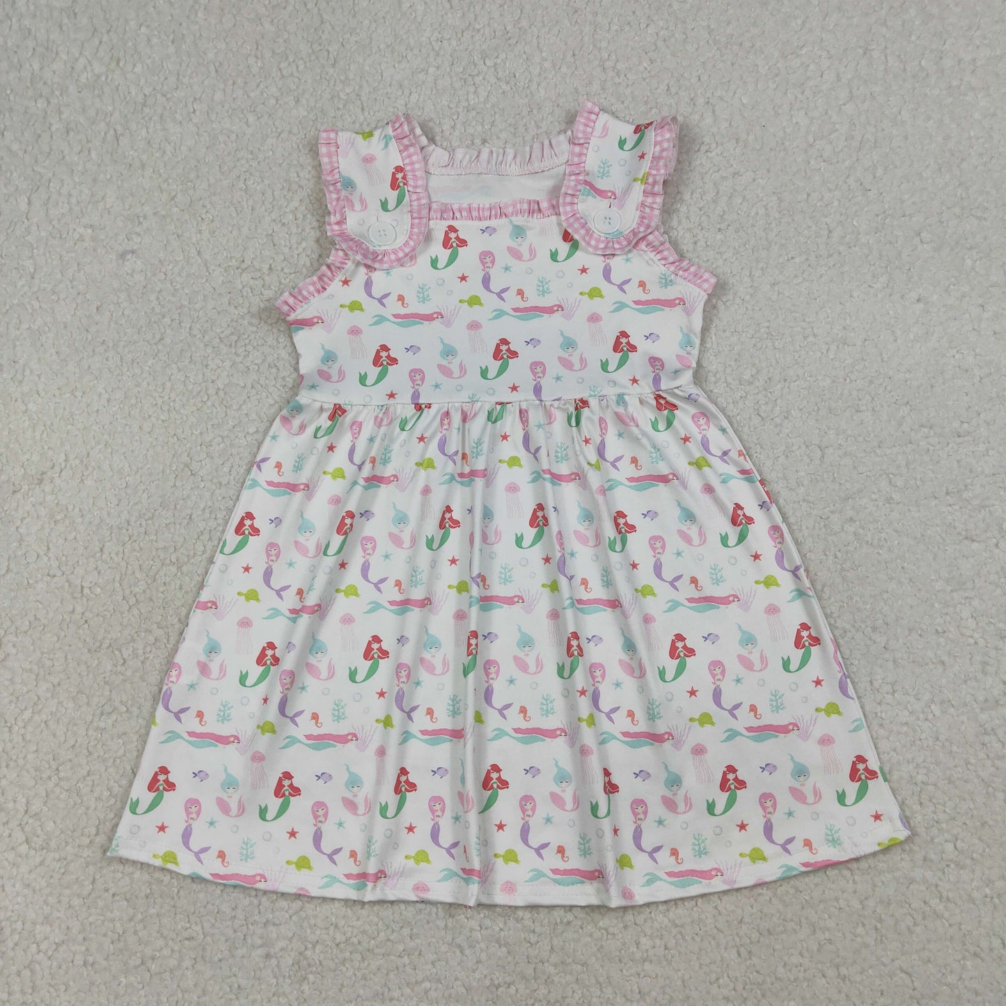 GSD2142 Baby Girls Sleeveless Mermaid Fishes Knee Legth Dresses