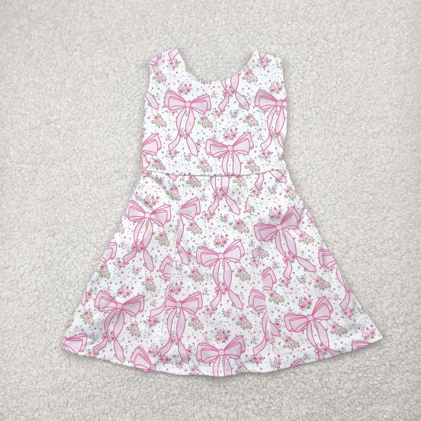 Sibling Baby Girls Strap Strawberry Floral Skorts Yoga Knee Length Dresses