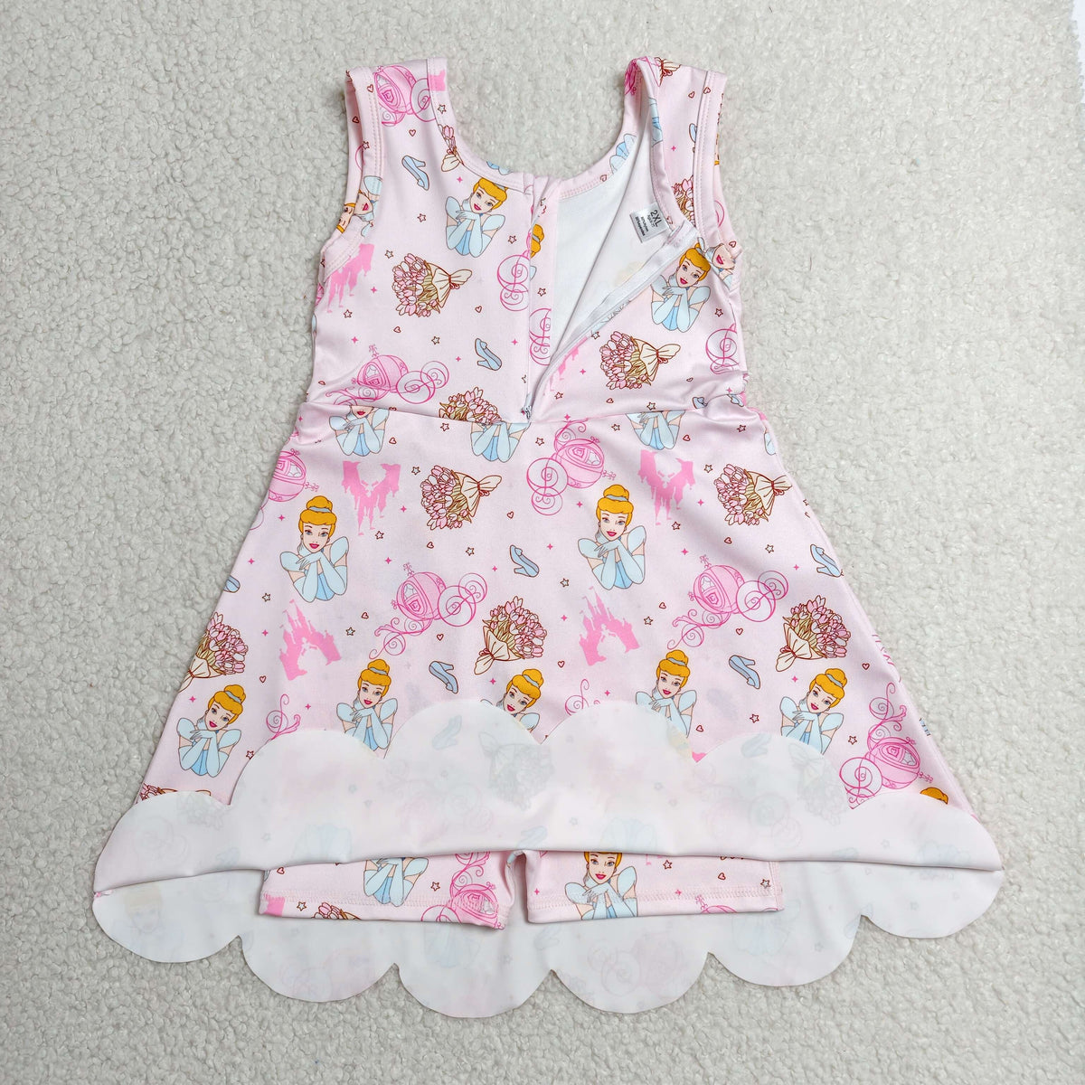 GSD2489 Baby Girls Pink Princess Pumpkins Yoga Active Short Scallop Knee Length Dress